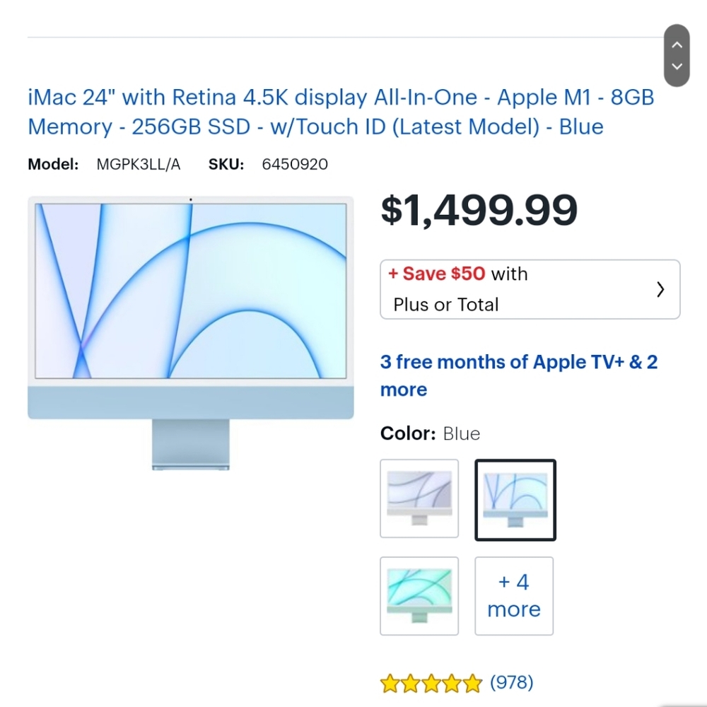 2021 imac M1 24" 4.5k